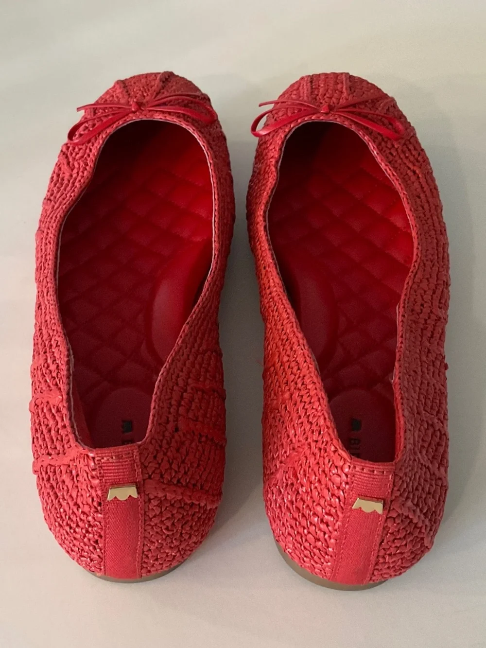 BIRDIES Raffia Ballet Bow Flats in Red Size 10 LIKE NEW